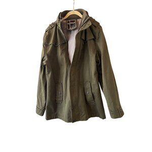 Green JooBox Cotton Jacket With Striped Lining & Snap-Button‎ Details 3XL